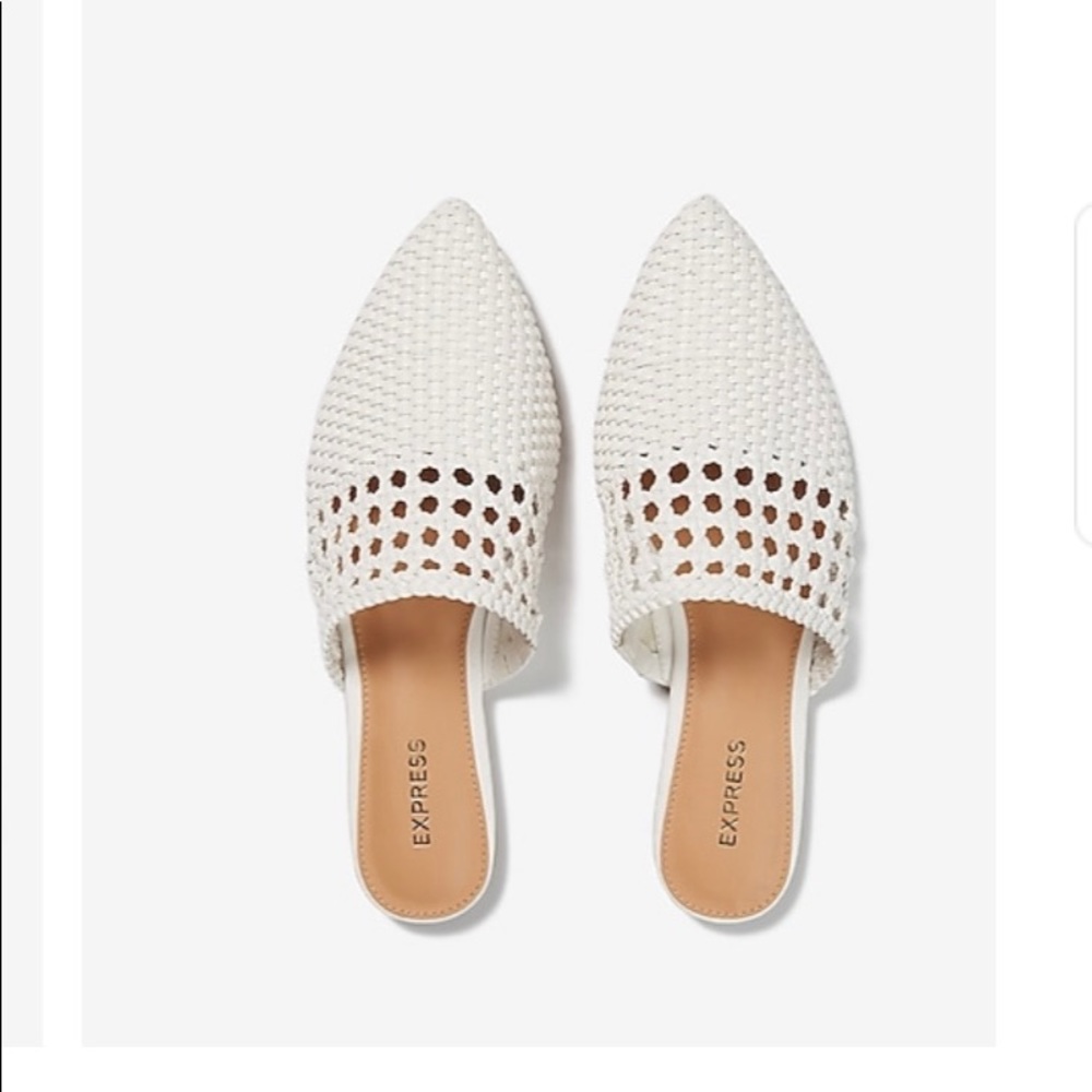 White Woven Mules